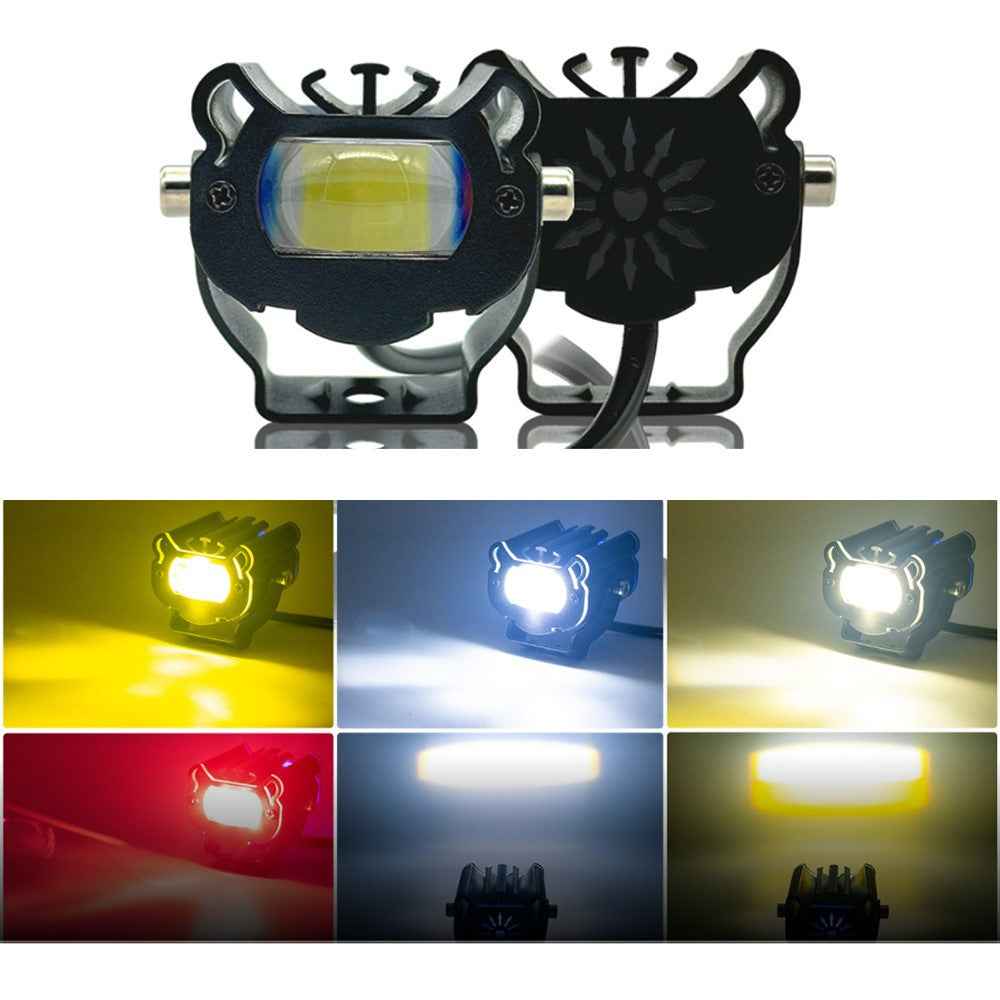 12 - 48V Motorcycle Spotlight Waterproof Aluminum Shell Red Blue Strobe Headlight