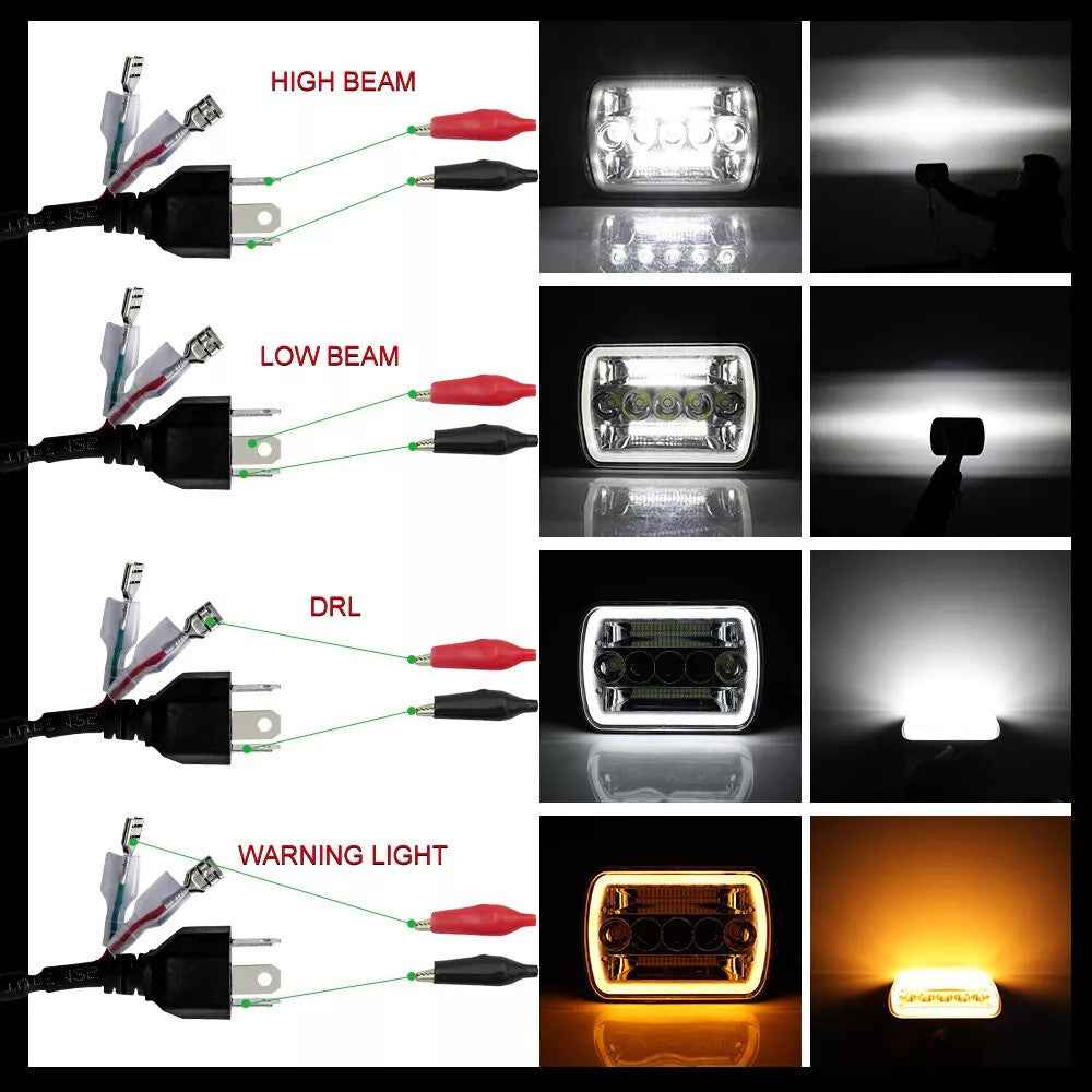 45W 5.59 x 7.8 inch Square LED Headlight Yellow White Dual Color for 6 x 7 inch Truck Light