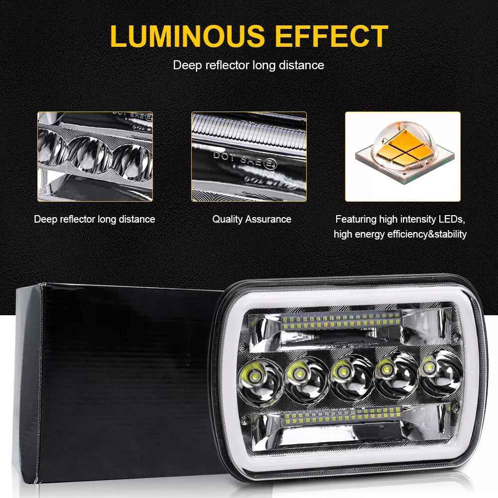 45W 5.59 x 7.8 inch Square LED Headlight Yellow White Dual Color for 6 x 7 inch Truck Light
