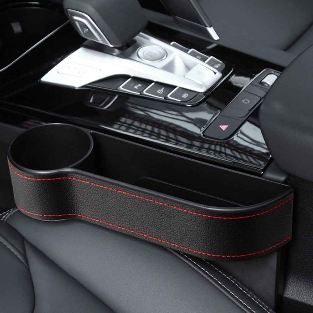 HY-C16 Multifunctional Auto Seat Gap Storage Box Car Cup Holder Seat Organizer - Driver Side/Black