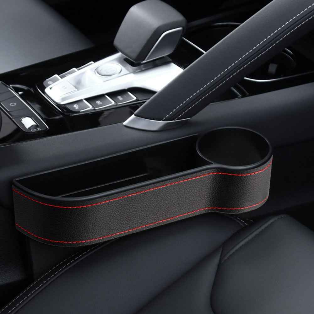 HY-C16 Multifunctional Auto Seat Gap Storage Box Car Cup Holder Seat Organizer - Passenger Side/Black