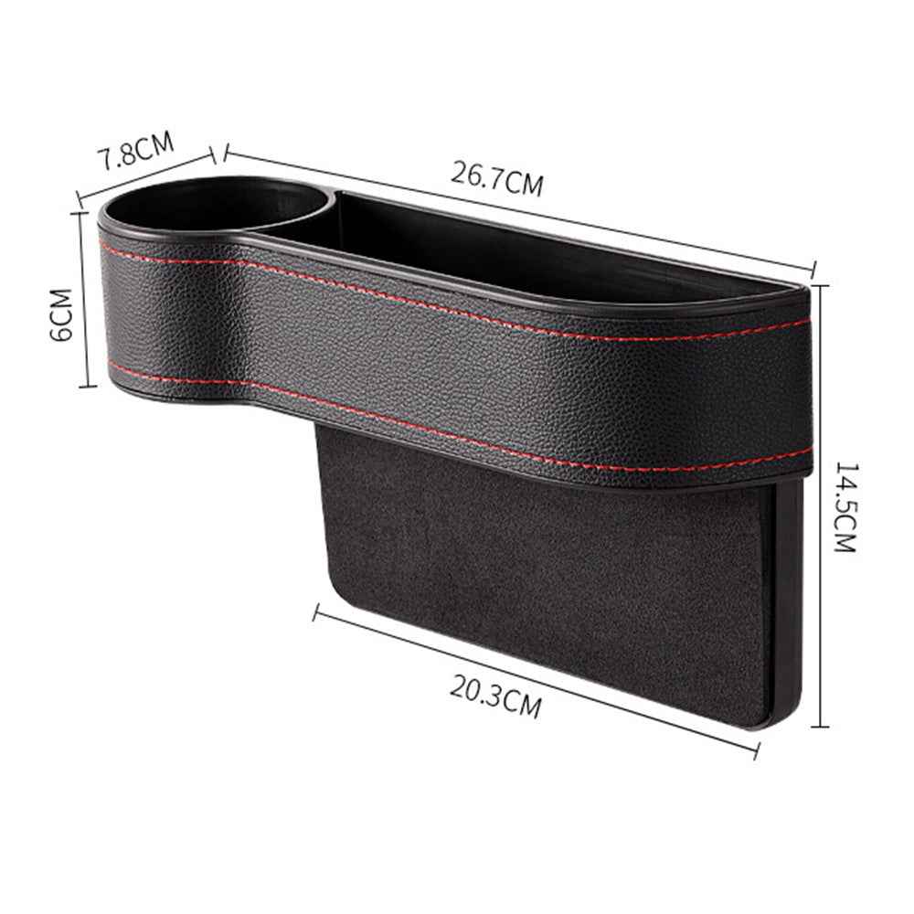 HY-C16 Multifunctional Auto Seat Gap Storage Box Car Cup Holder Seat Organizer - Passenger Side/Black