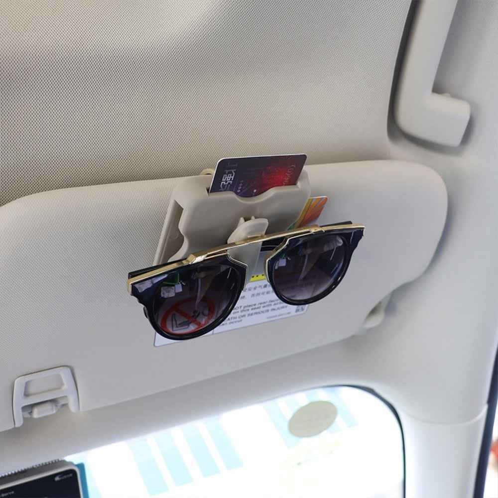Sunglass Holder Glasses Holder Clip Card Storage Pouch for Car Visor - Black