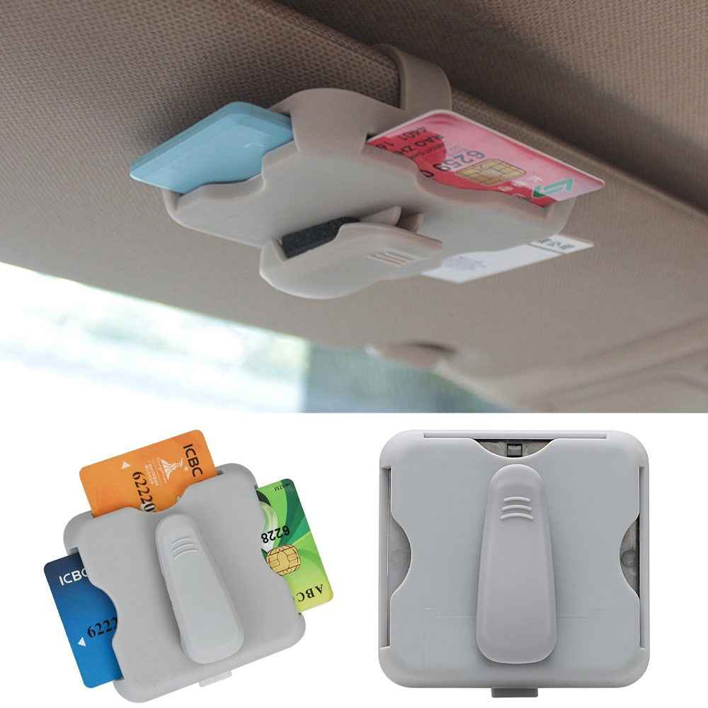 Sunglass Holder Glasses Holder Clip Card Storage Pouch for Car Visor - White