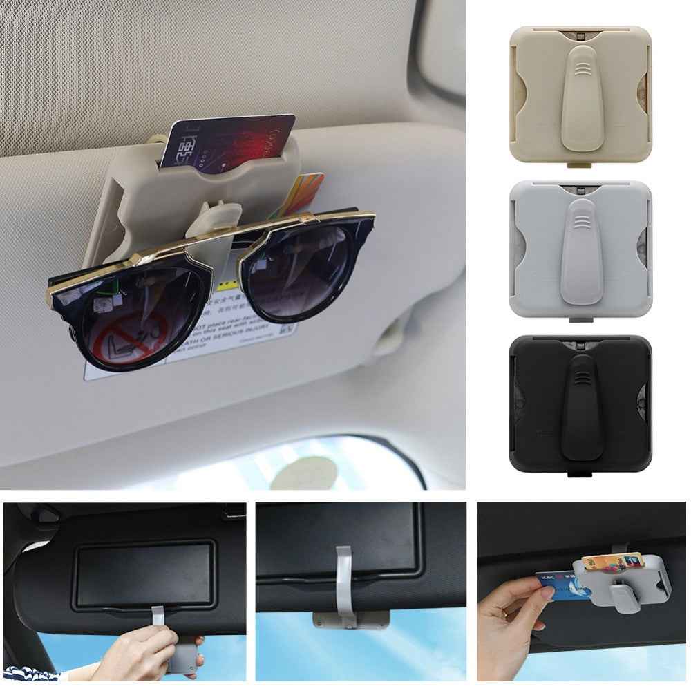 Sunglass Holder Glasses Holder Clip Card Storage Pouch for Car Visor - White