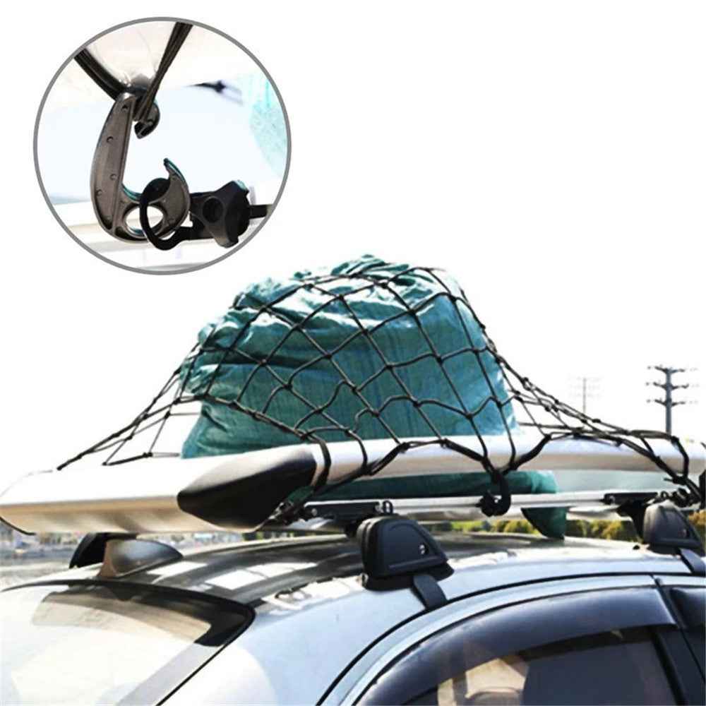Rubber Cargo Net for Pickups Car Mesh Holes Cord Net Heavy Duty Truck Bed Roof Rack 120cmx90cm 88 Grids Cargo Organizer Net with Hooks
