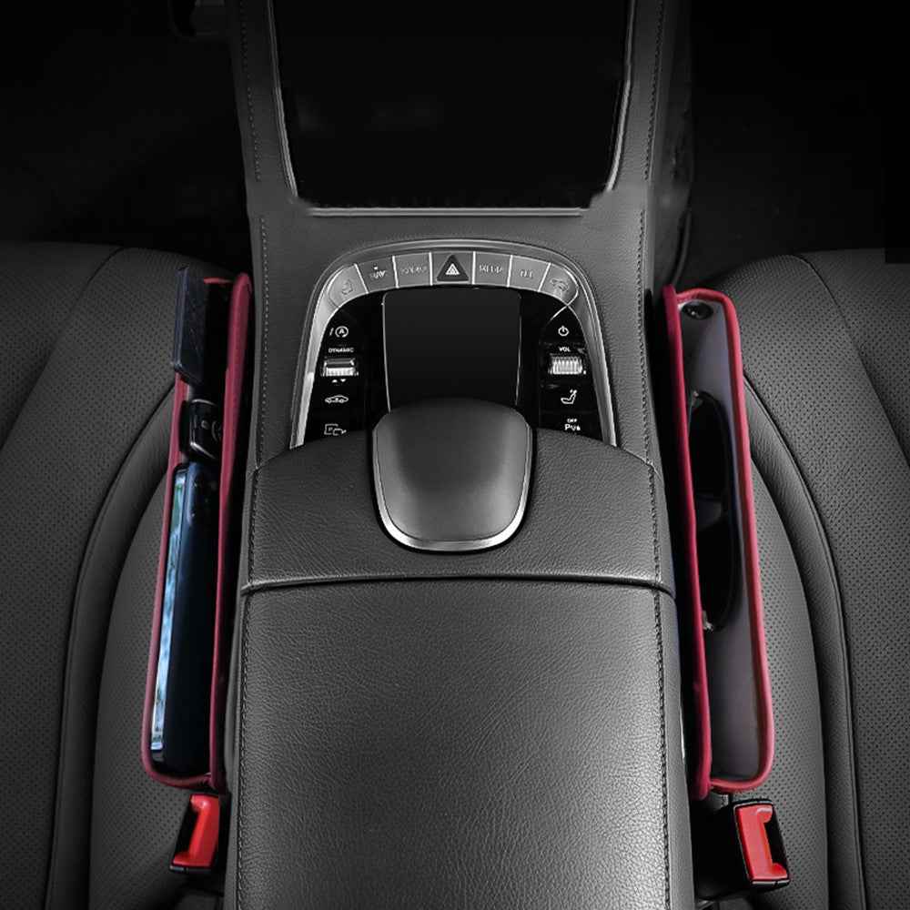 049 Car Seat Gap Organizer Front Car Seat Crevice Storage Box - Wine Red
