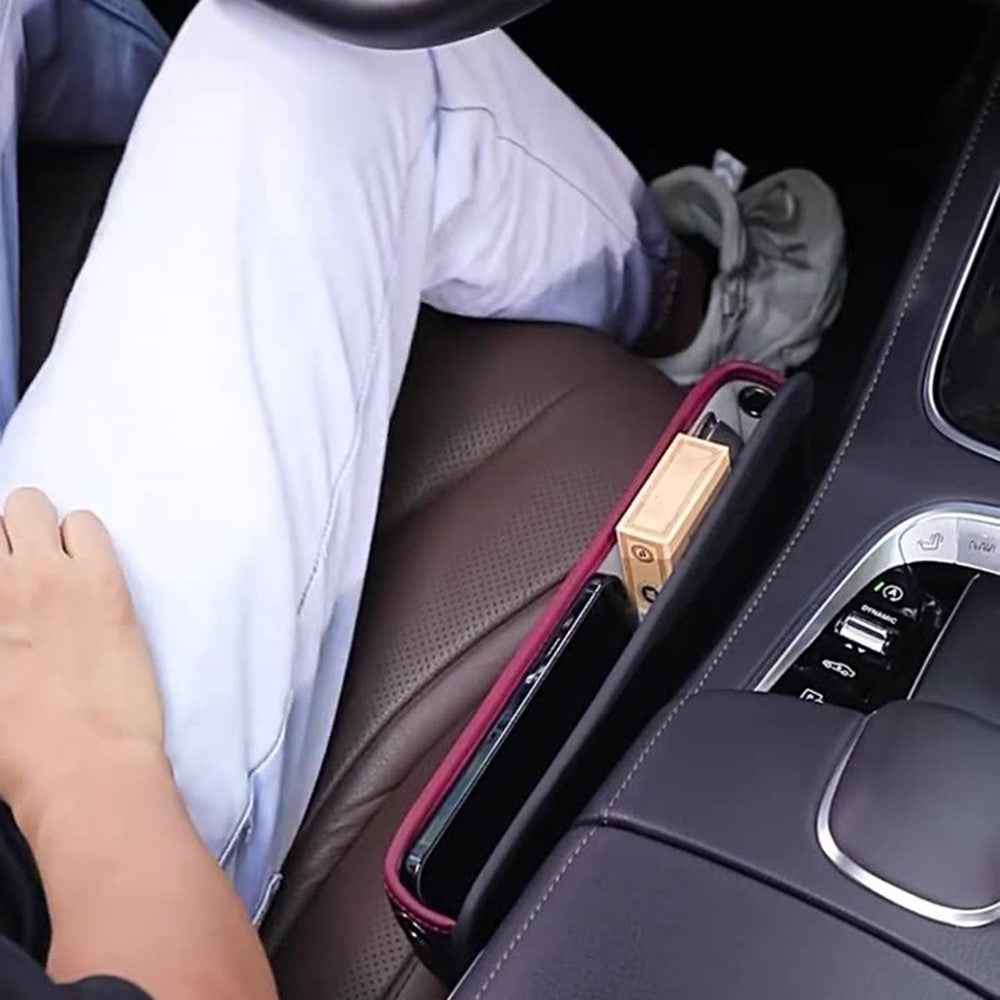 049 Car Seat Gap Organizer Front Car Seat Crevice Storage Box - Wine Red