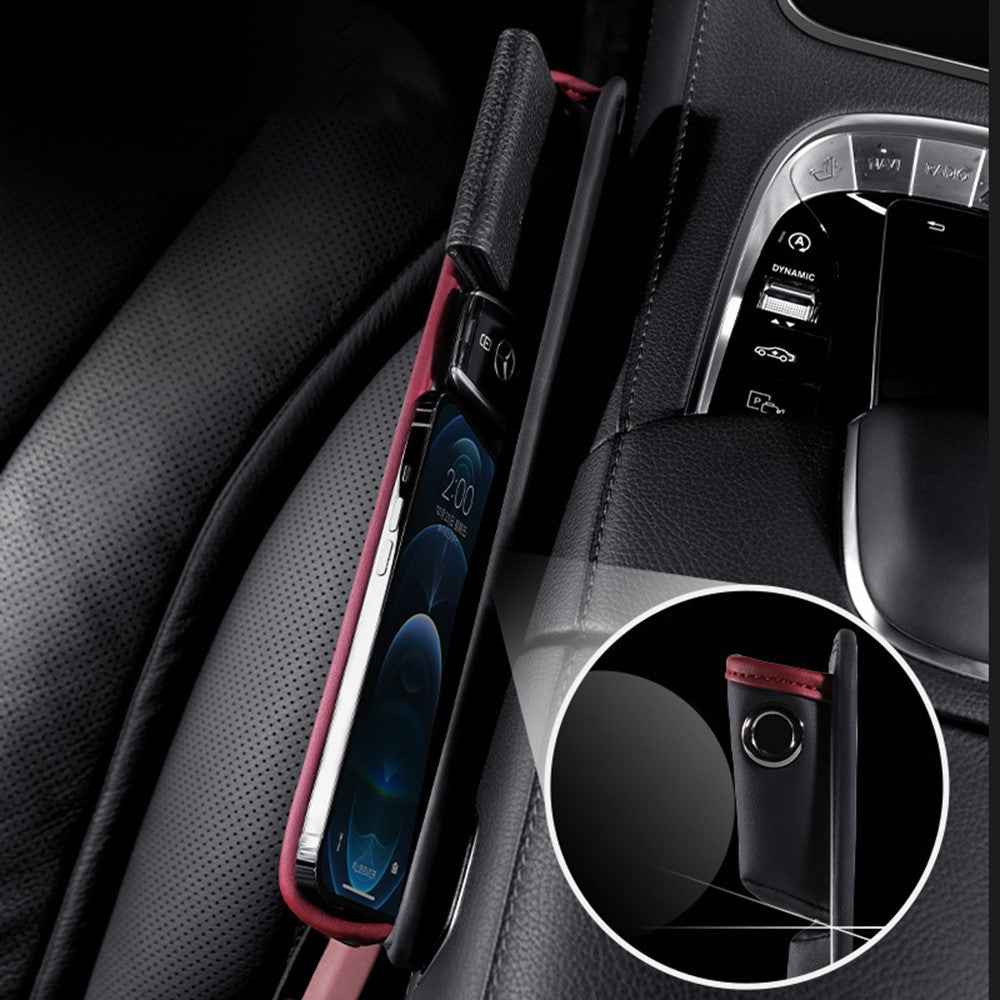 049 Car Seat Gap Organizer Front Car Seat Crevice Storage Box - Wine Red