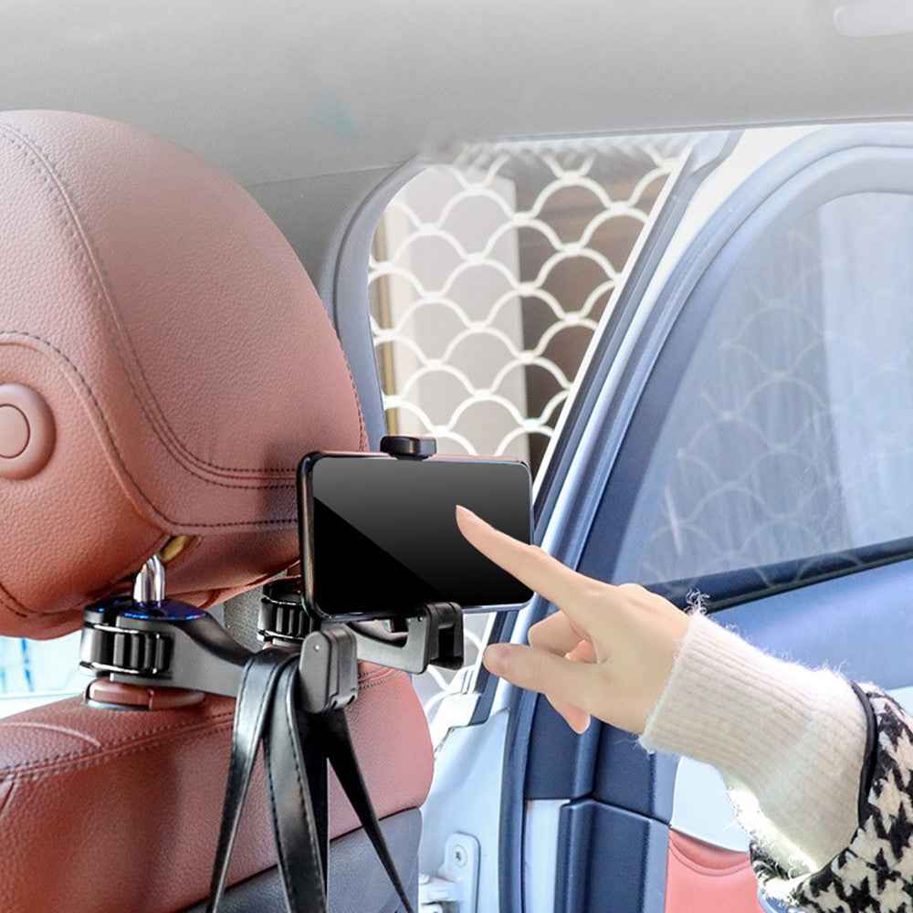 CS-G02 Multifunctional Back Seat Headrest Holder Hanger Holder Hook for Car Vehicle SUV - Gold