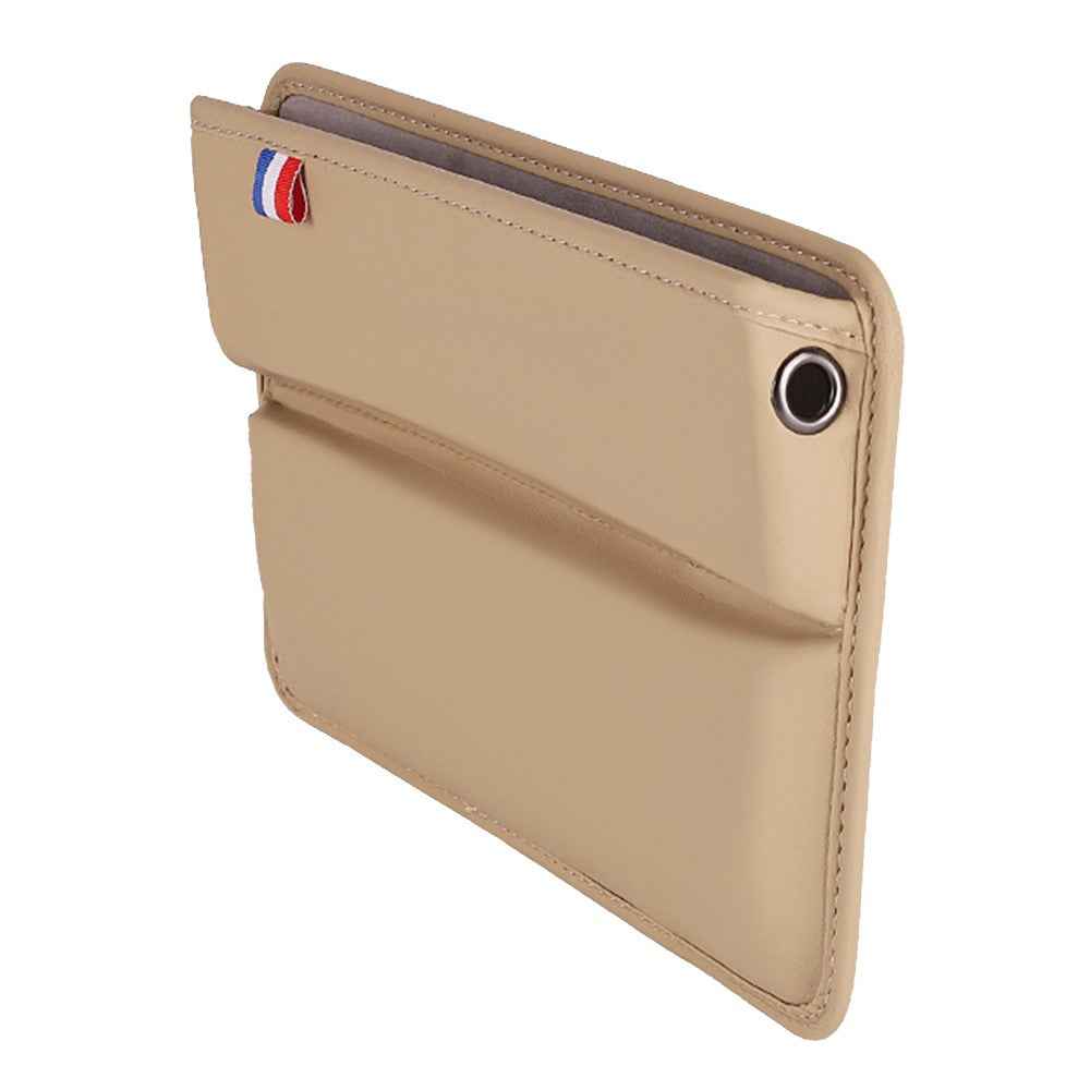 Car Seat Slit Gap Pocket Organizer PU Leather Multifunctional Driver Seat Gap Filler Storage Box - Beige