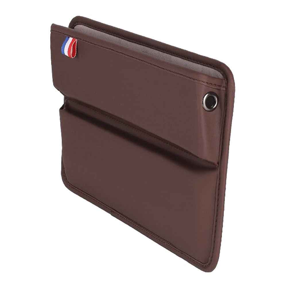 Car Seat Slit Gap Pocket Organizer PU Leather Multifunctional Driver Seat Gap Filler Storage Box - Coffee