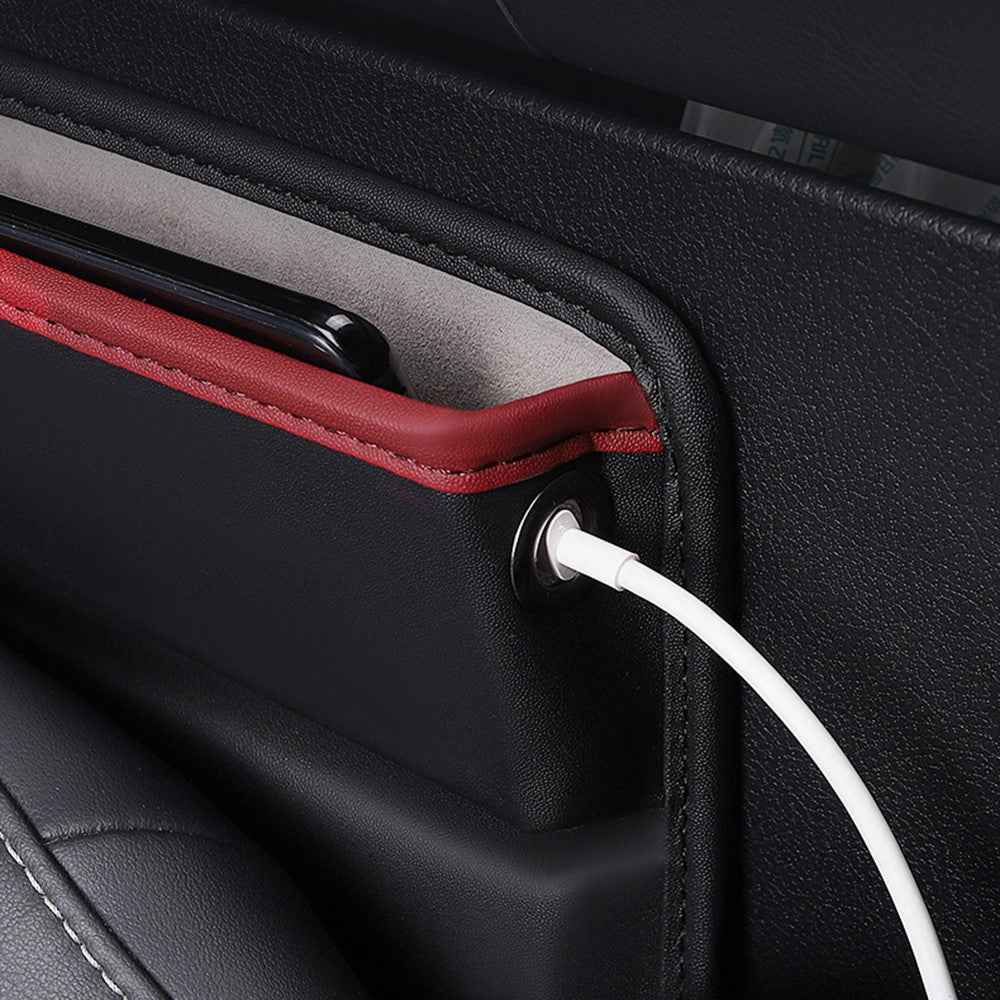 Car Seat Slit Gap Pocket Organizer PU Leather Multifunctional Driver Seat Gap Filler Storage Box - Coffee