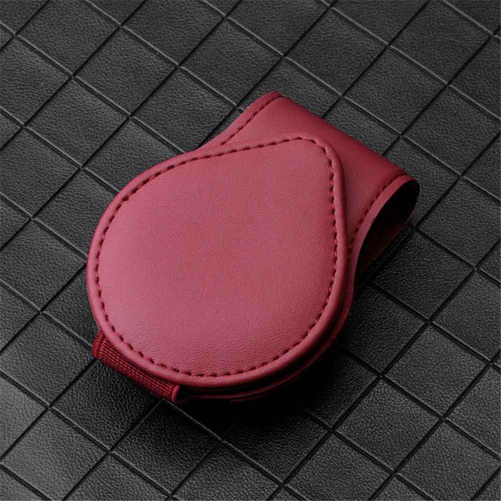 Portable Sunglasses Holder Bill Holder Clip Card Storage Accessories for Car Visor - Wine Red