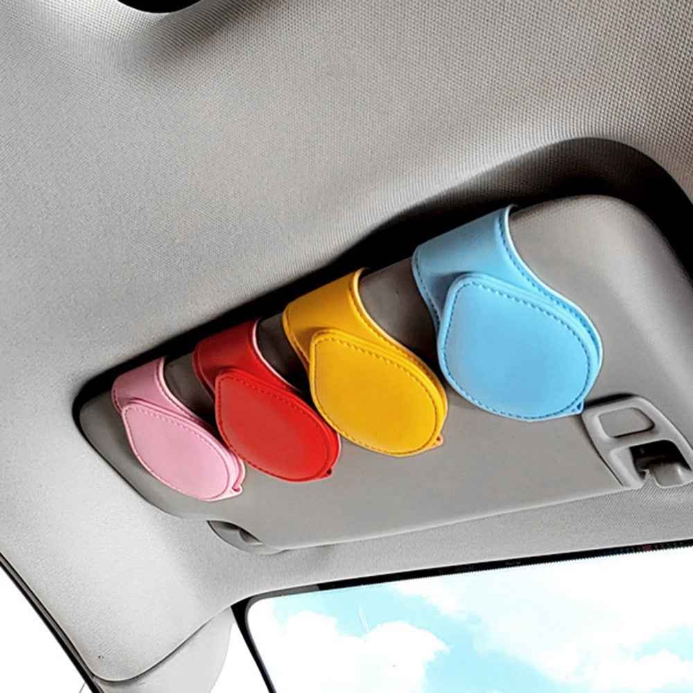 Portable Sunglasses Holder Bill Holder Clip Card Storage Accessories for Car Visor - Wine Red
