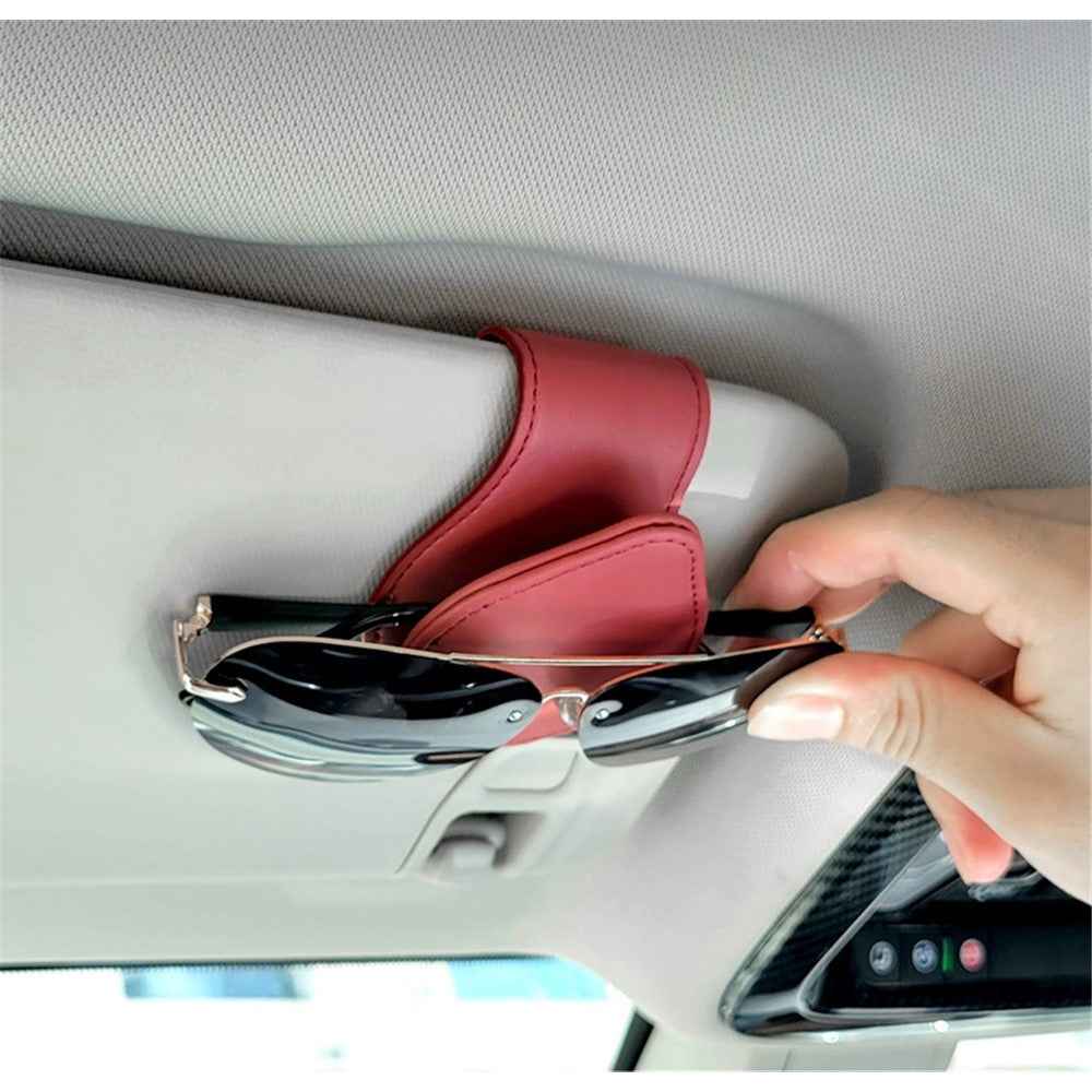 Portable Sunglasses Holder Bill Holder Clip Card Storage Accessories for Car Visor - Beige