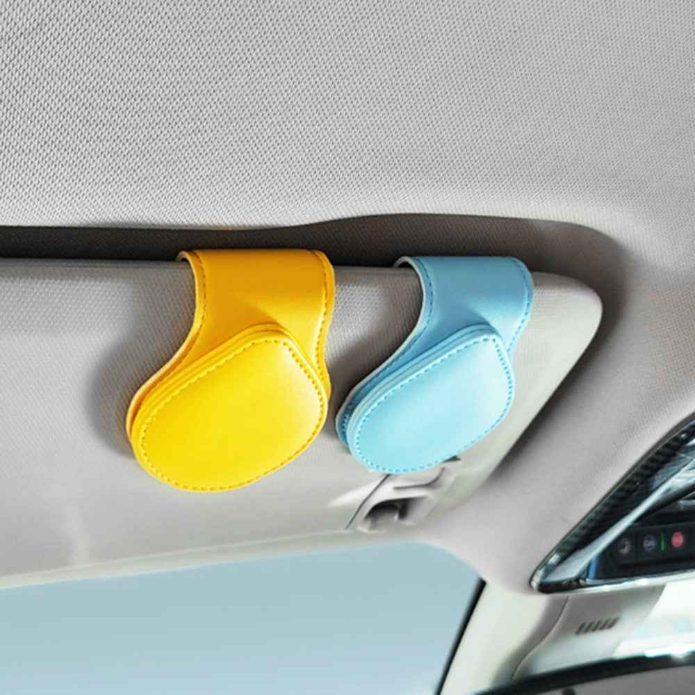 Portable Sunglasses Holder Bill Holder Clip Card Storage Accessories for Car Visor - Beige