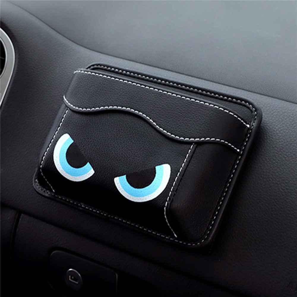 Car Dashboard Adhesive Storage Bag PU Leather Seat Seam Phone Sundries Holder Organizer - Eyes