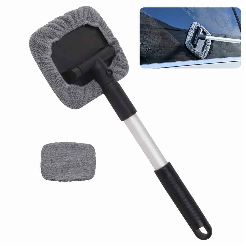 DM-095 32.5-46.5cm Window Cleaner with Handle and Microfiber Cloth Cleaning Tool Car Windshield Cleaning Device