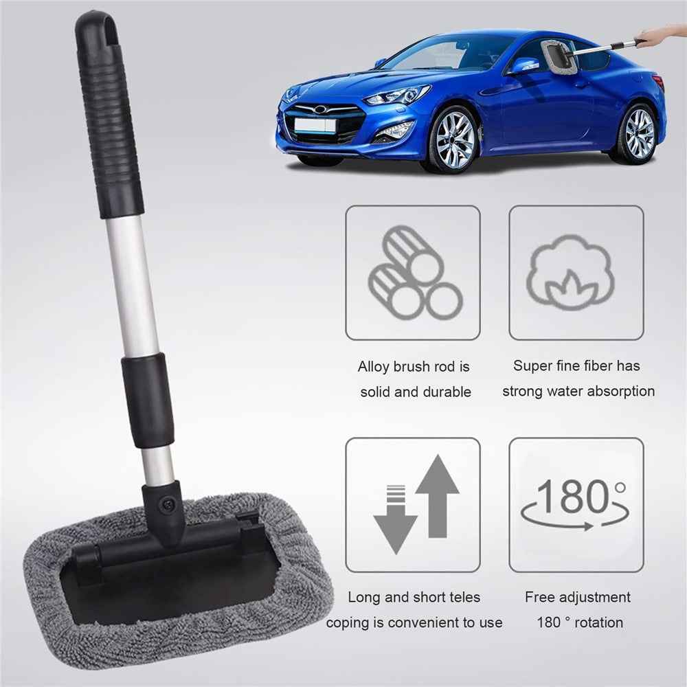 DM-095 32.5-46.5cm Window Cleaner with Handle and Microfiber Cloth Cleaning Tool Car Windshield Cleaning Device