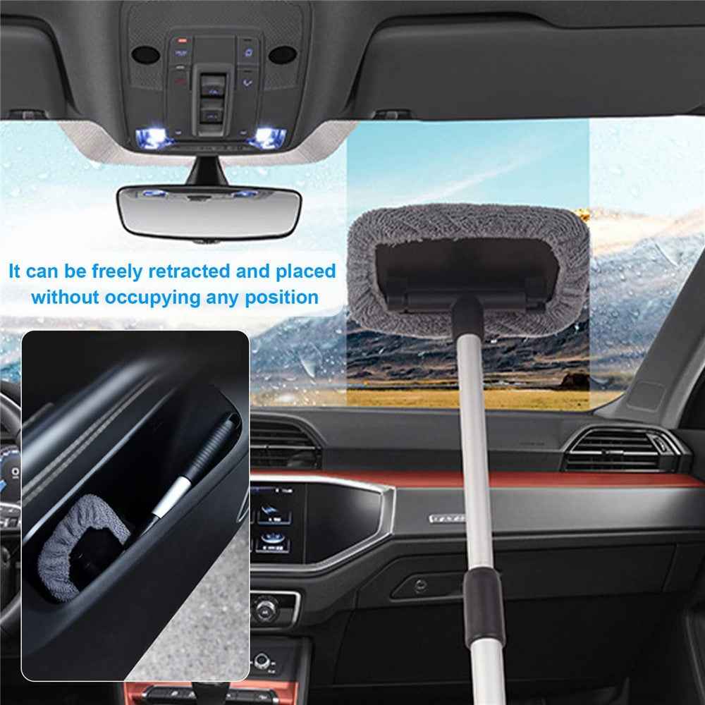 DM-095 32.5-46.5cm Window Cleaner with Handle and Microfiber Cloth Cleaning Tool Car Windshield Cleaning Device