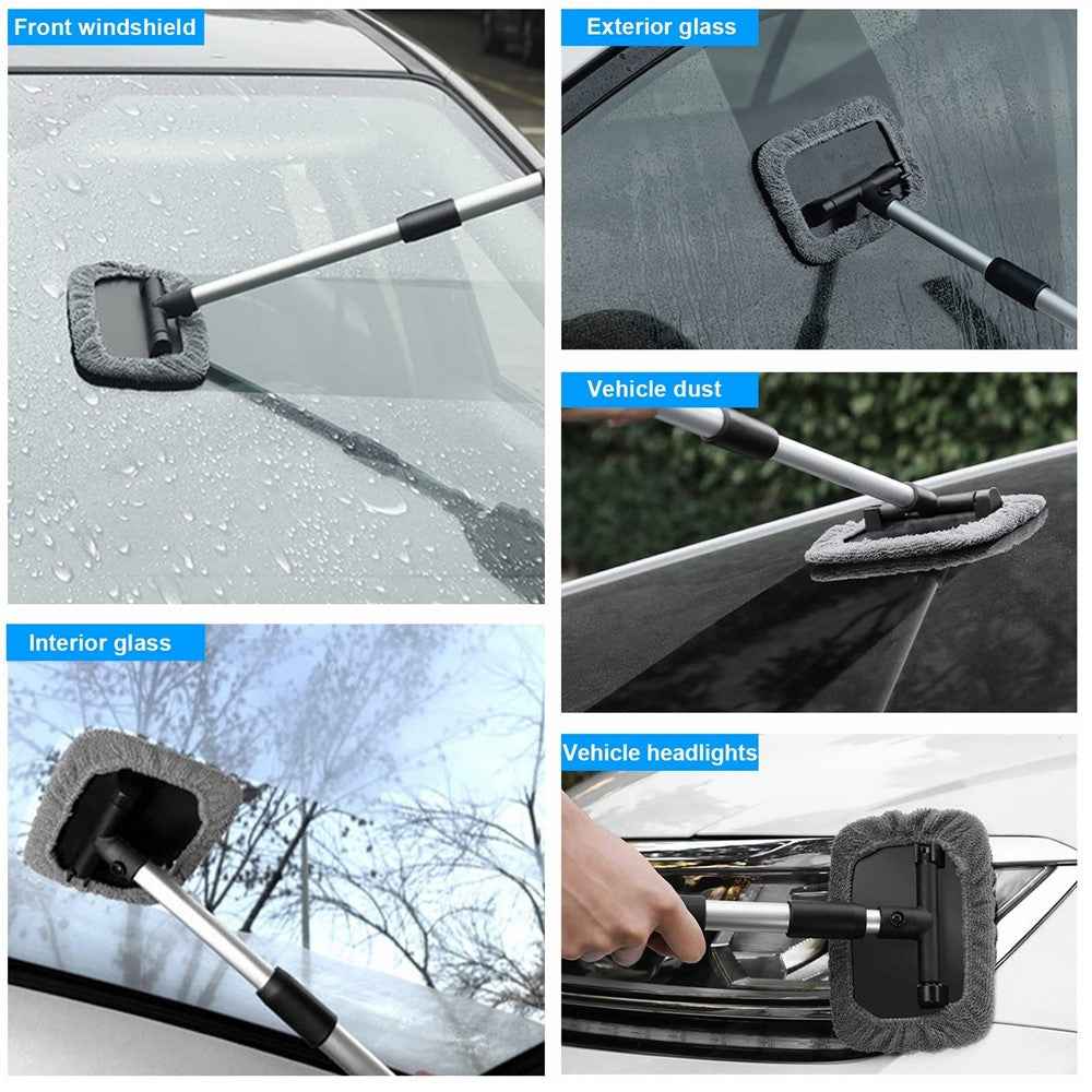 DM-095 32.5-46.5cm Window Cleaner with Handle and Microfiber Cloth Cleaning Tool Car Windshield Cleaning Device