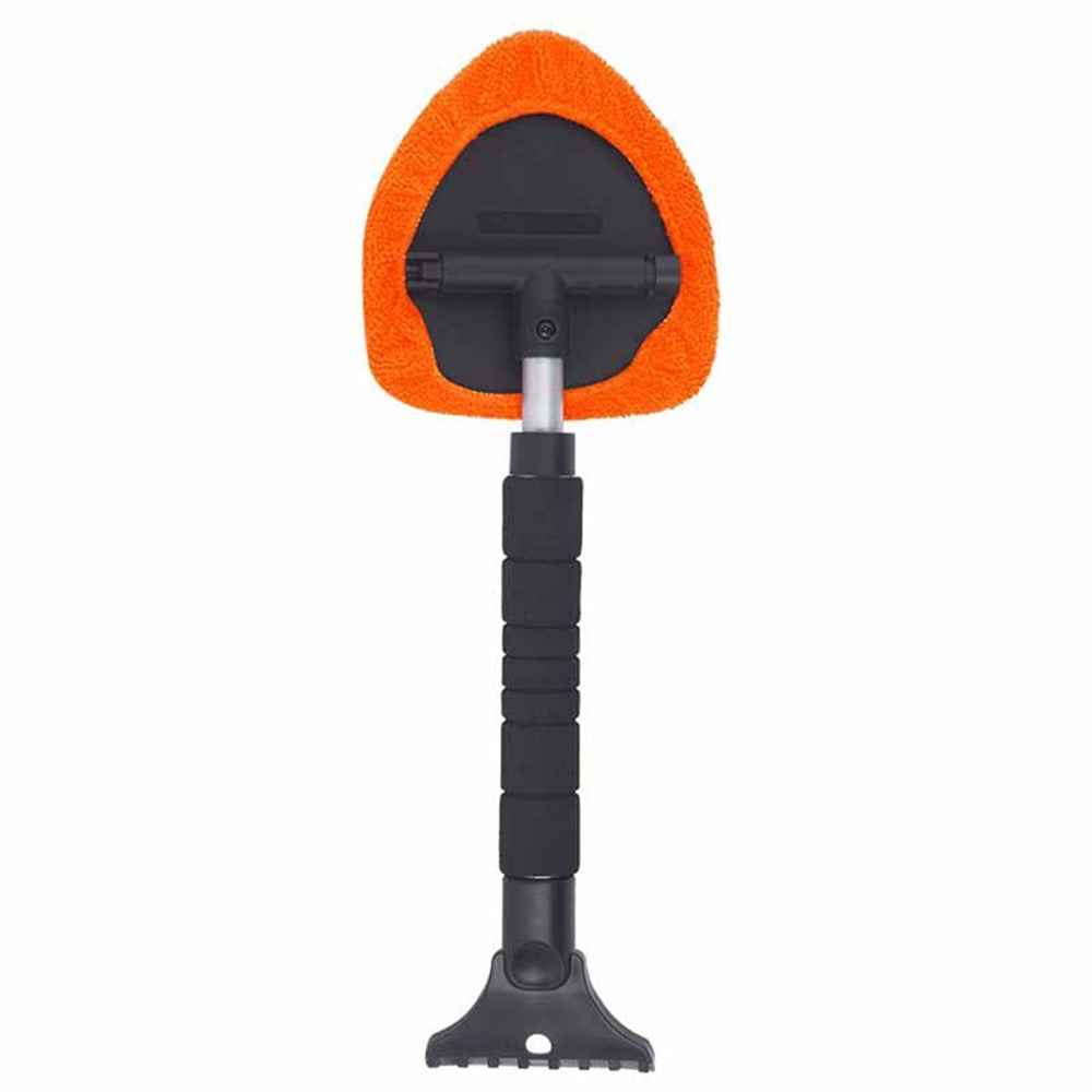 DM-132 2-in-1 Window Windshield Cleaning Tool Car Window Snow Scraper with 38-52cm Extendable Handle and Microfiber Cloth Window Cleaning Brush