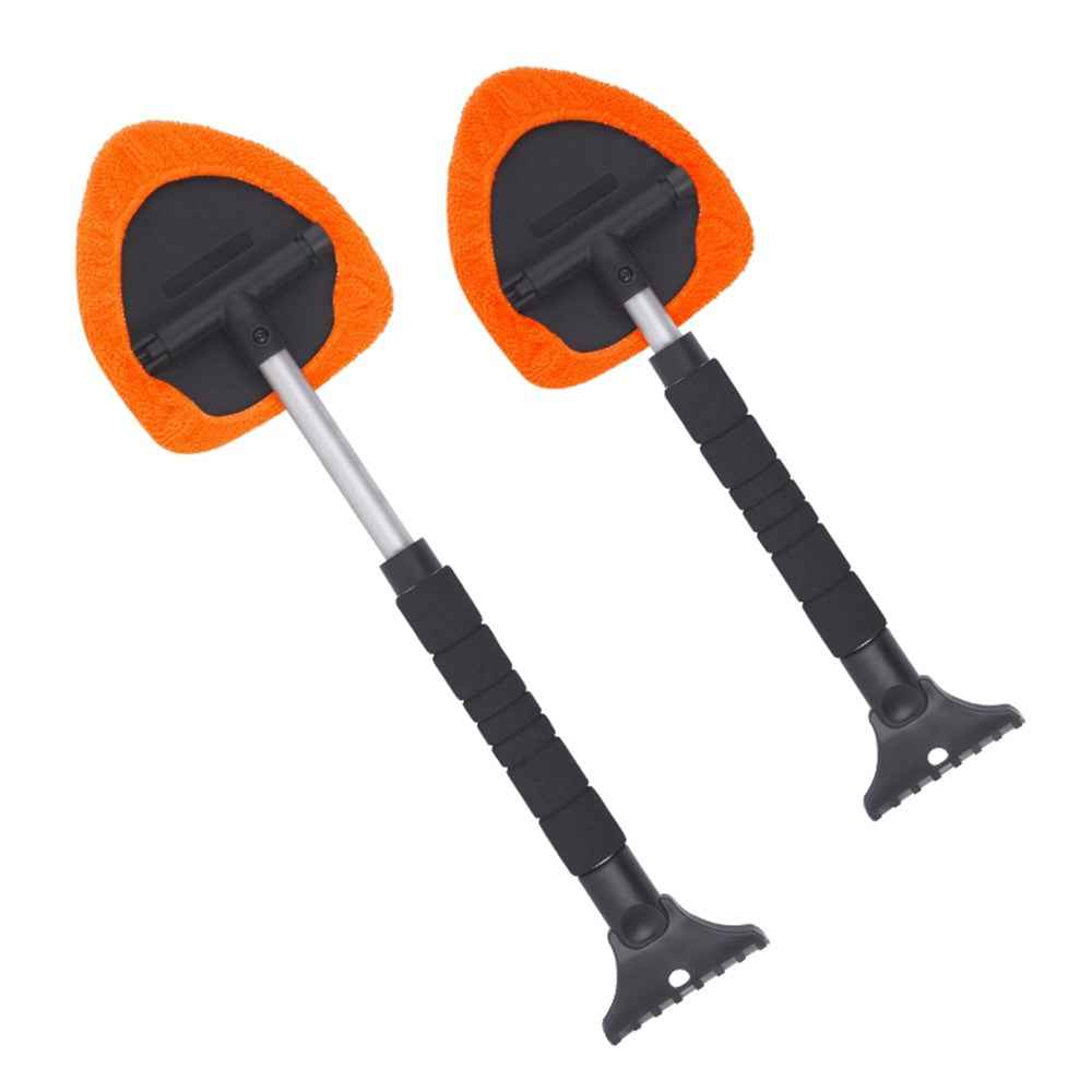 DM-132 2-in-1 Window Windshield Cleaning Tool Car Window Snow Scraper with 38-52cm Extendable Handle and Microfiber Cloth Window Cleaning Brush