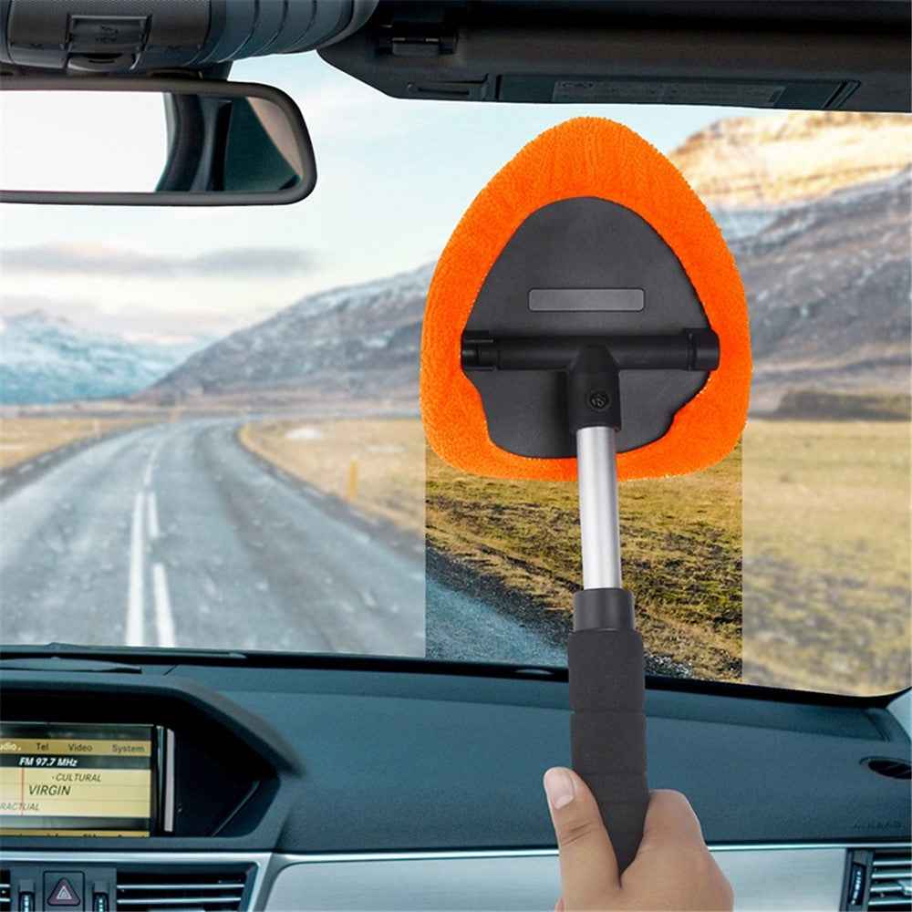 DM-131 32.5-47.5cm Extendable Handle Window Windshield Cleaning Tool Window Cleaner with Microfiber Cloth Car Window Cleaning Device