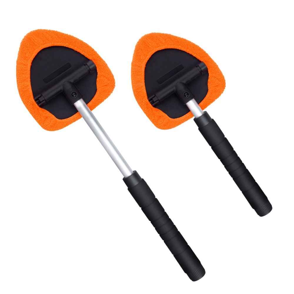 DM-131 32.5-47.5cm Extendable Handle Window Windshield Cleaning Tool Window Cleaner with Microfiber Cloth Car Window Cleaning Device