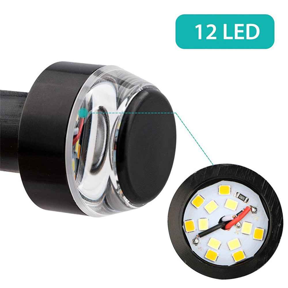 K06 1 Pair Motorcycle Handlebar End Lights Motorcycle Turn Signal Light Grip Bar Plugs - White+Red