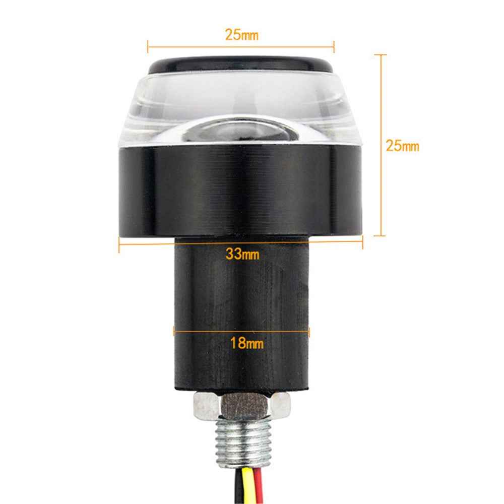 K06 1 Pair Motorcycle Handlebar End Lights Motorcycle Turn Signal Light Grip Bar Plugs - White+Red