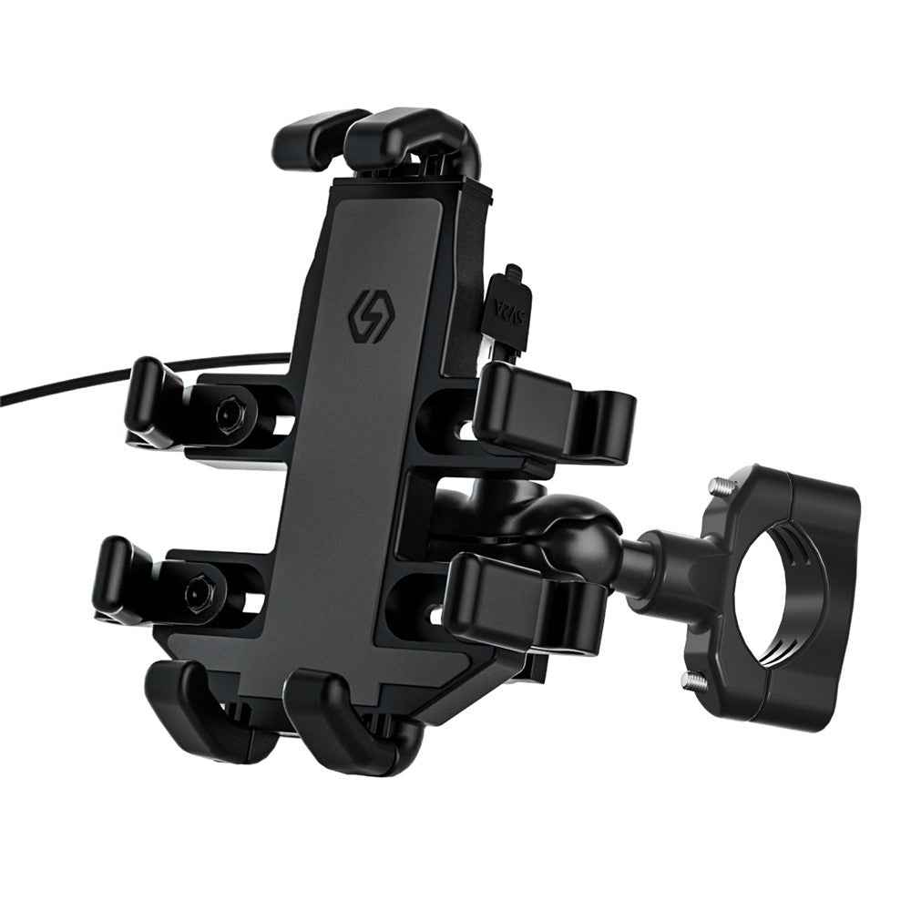 CS-1098A1 360 Degree Rotation Phone Holder Motorcycle Rearview Mirror / Handlebar Mount Bracket with USB Charging Port