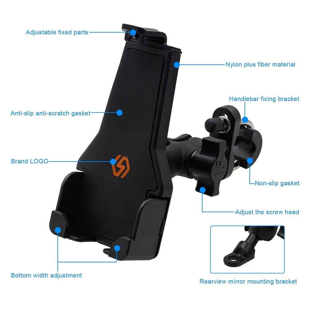 CS-1287A1 Motorcycle Rearview Mirror / Handlebar Mount Mobile Phone Holder Electric Vehicle GPS Bracket