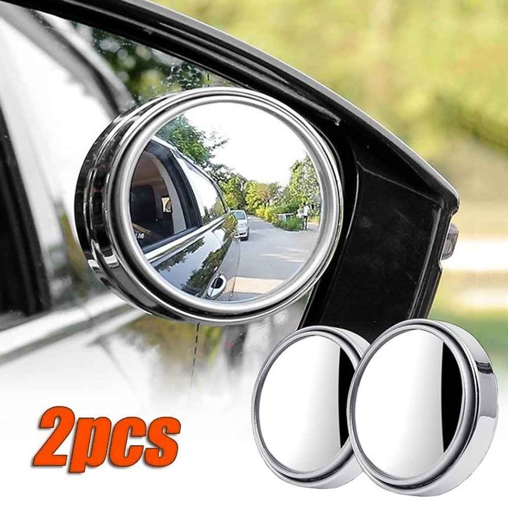 2Pcs Adhesive 360 Degree Blind Spot Car Reversing Aid Rearview Mirror Small Round Mirror - White
