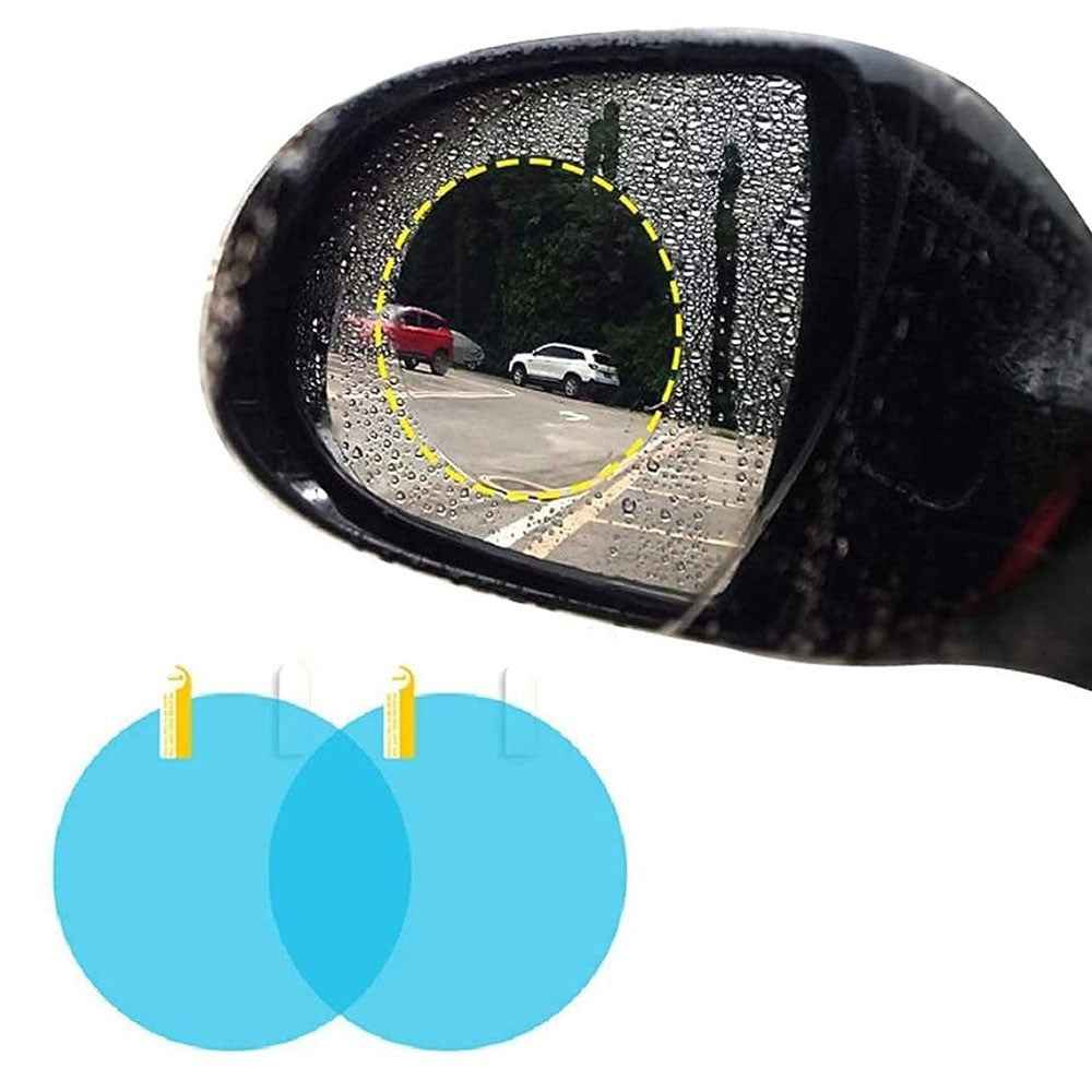 2Pcs Round 100x100mm Car Rear View Mirror Film PET Anti-Fog Rainproof Mirror Film with Tools