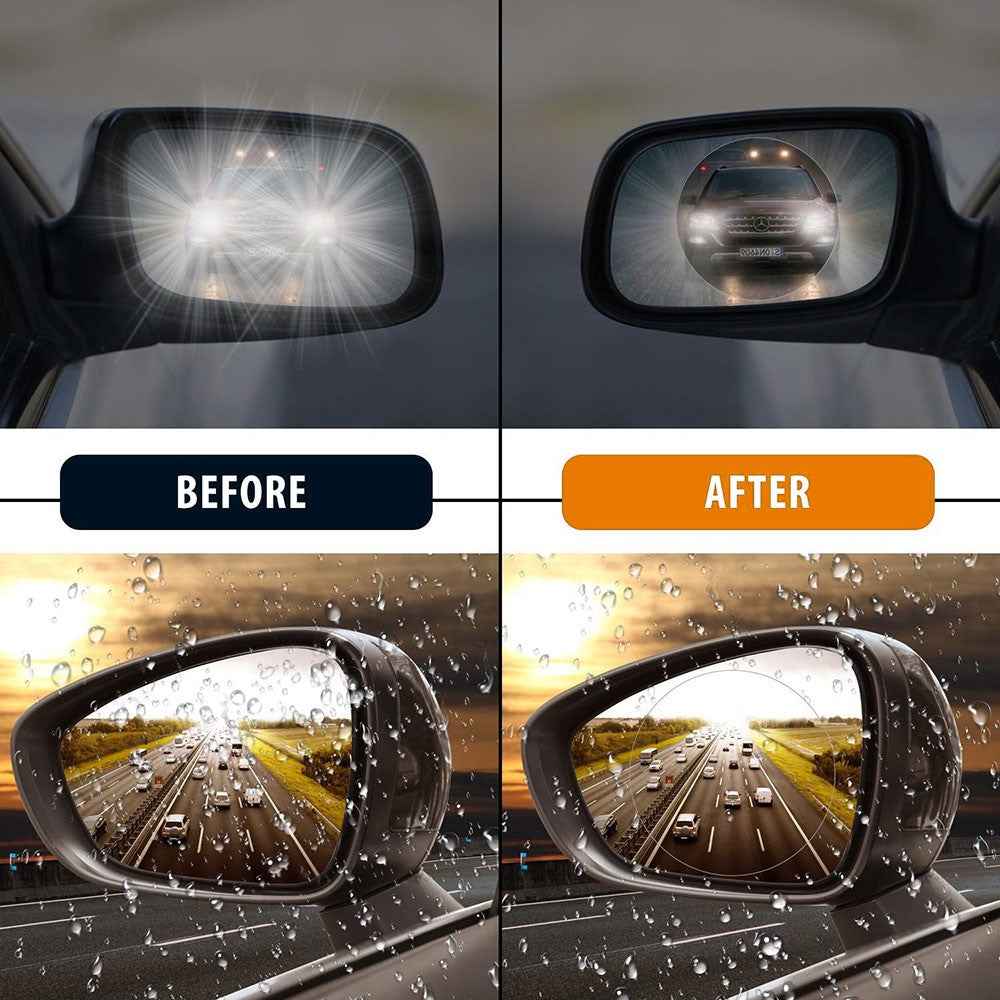 2Pcs Round 100x100mm Car Rear View Mirror Film PET Anti-Fog Rainproof Mirror Film with Tools