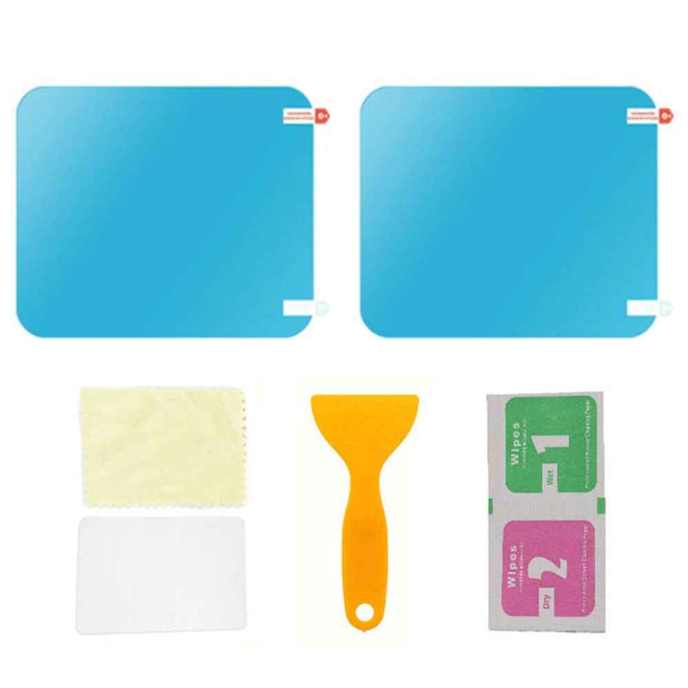 2Pcs Square 175x200mm Car Rear View Mirror Film PET Anti-Fog Rainproof Mirror Film with Tools