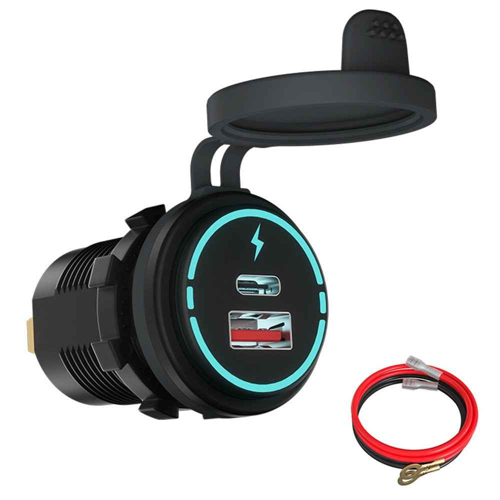 WUPP ZH-1786B2 QC3.0 Charger USB+Type-C Socket with Silicone Cap and 60cm Cable