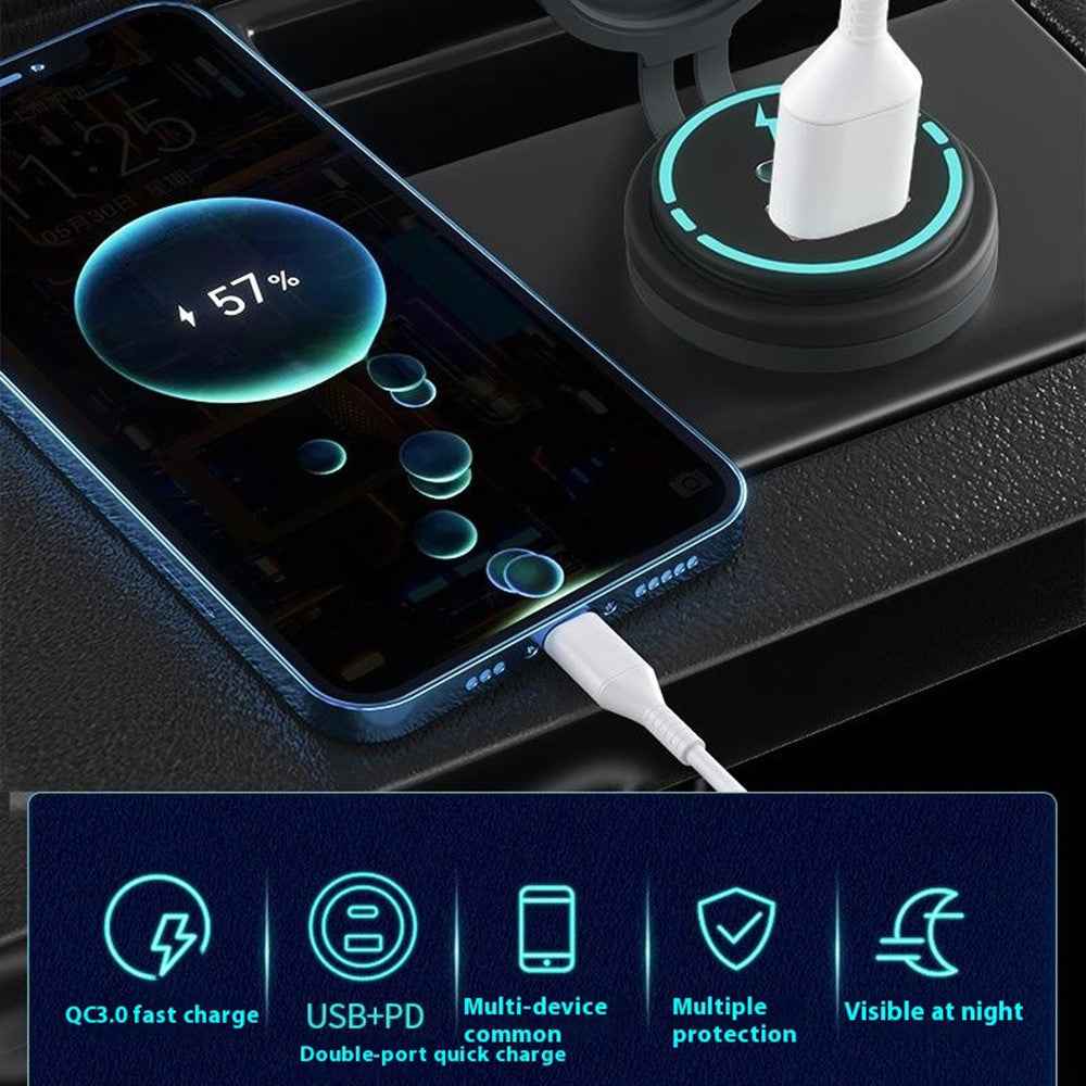 WUPP ZH-1786B2 QC3.0 Charger USB+Type-C Socket with Silicone Cap and 60cm Cable