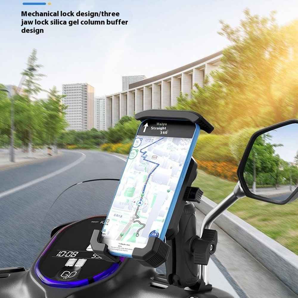 WUPP CS-051A2 Motorcycle Phone Holder Mirror Mount Anti-Shock Phone Bracket