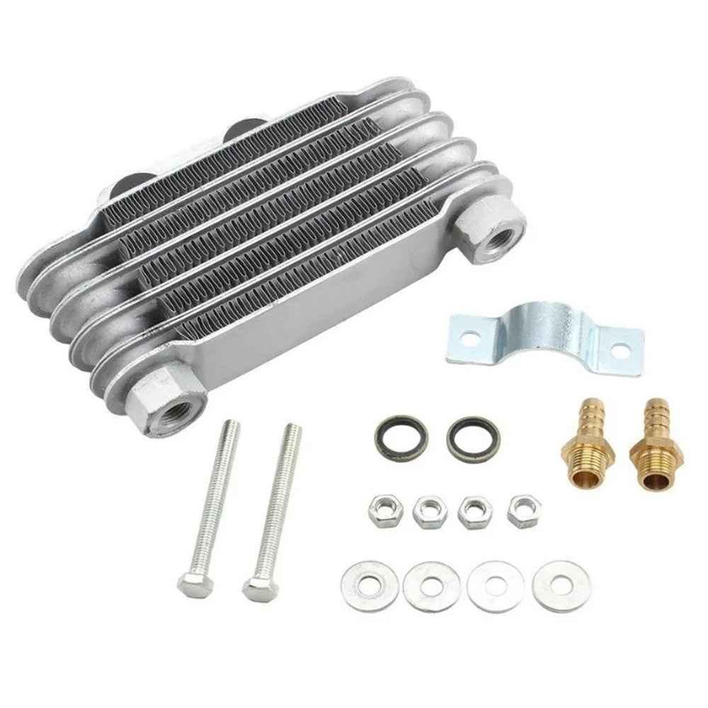 MOFOX Aluminum Alloy Universal 125-250CC Motorcycle 5 Row Engine Oil Cooler - Silver