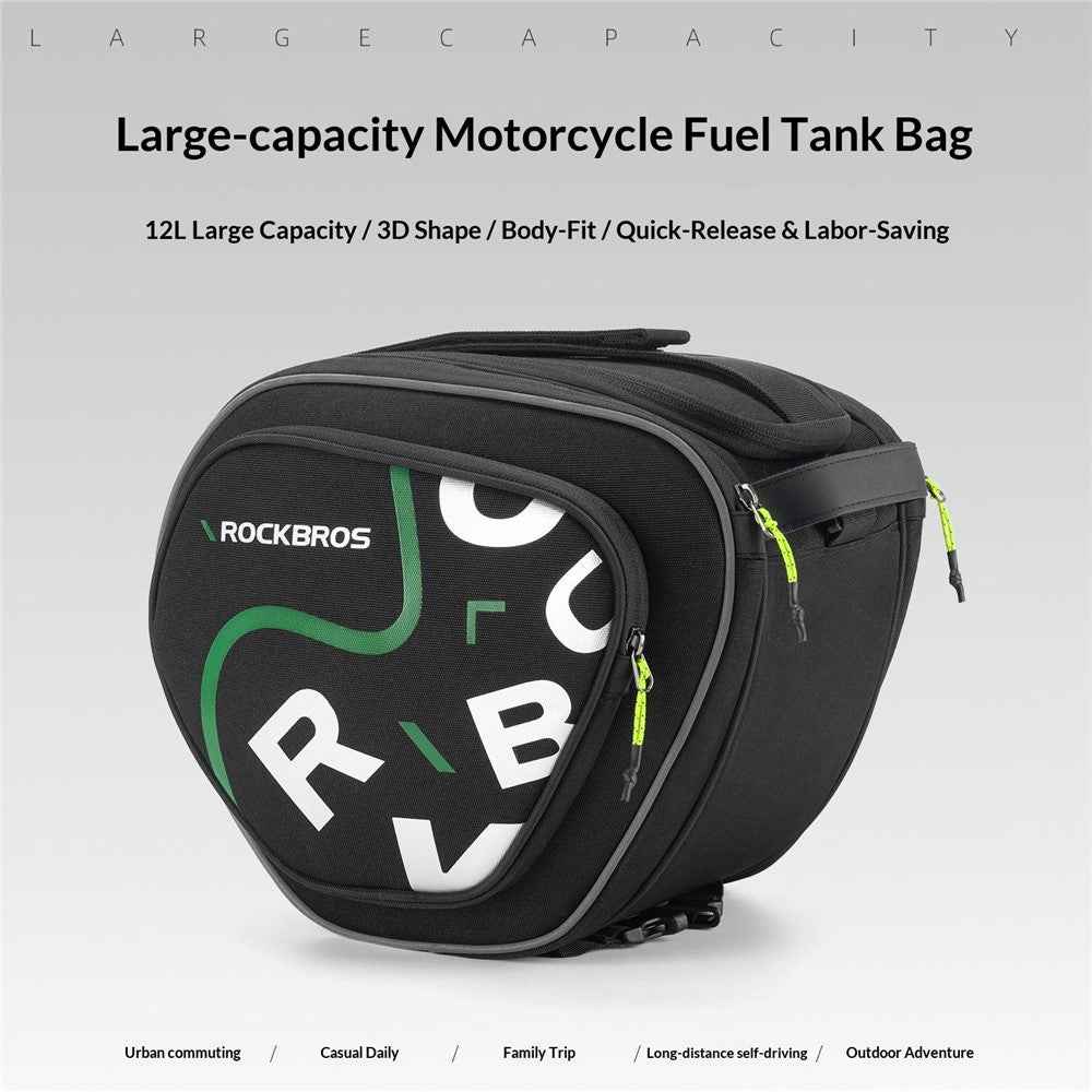 ROCKBROS 12L Large Capacity Motorcycle Fuel Tank Bag Motorbike Triangle Frame Bag with Shoulder Strap, 30990053 A40 30990053001