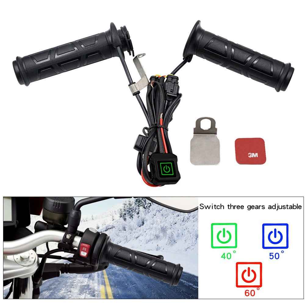 WUPP ZH-983B6 1 Pair 12V Motorcycle Winter Electric Heating Hand Grips 3 Gears Temperature Adjustable Heated Grips