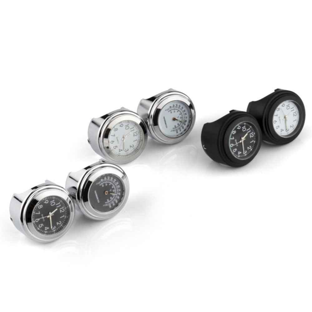 Aluminum Alloy Motorcycle Bike Clock 22-25.4mm Handlebar Luminous Clock / Thermometer - Clock / Black Shell White Dial