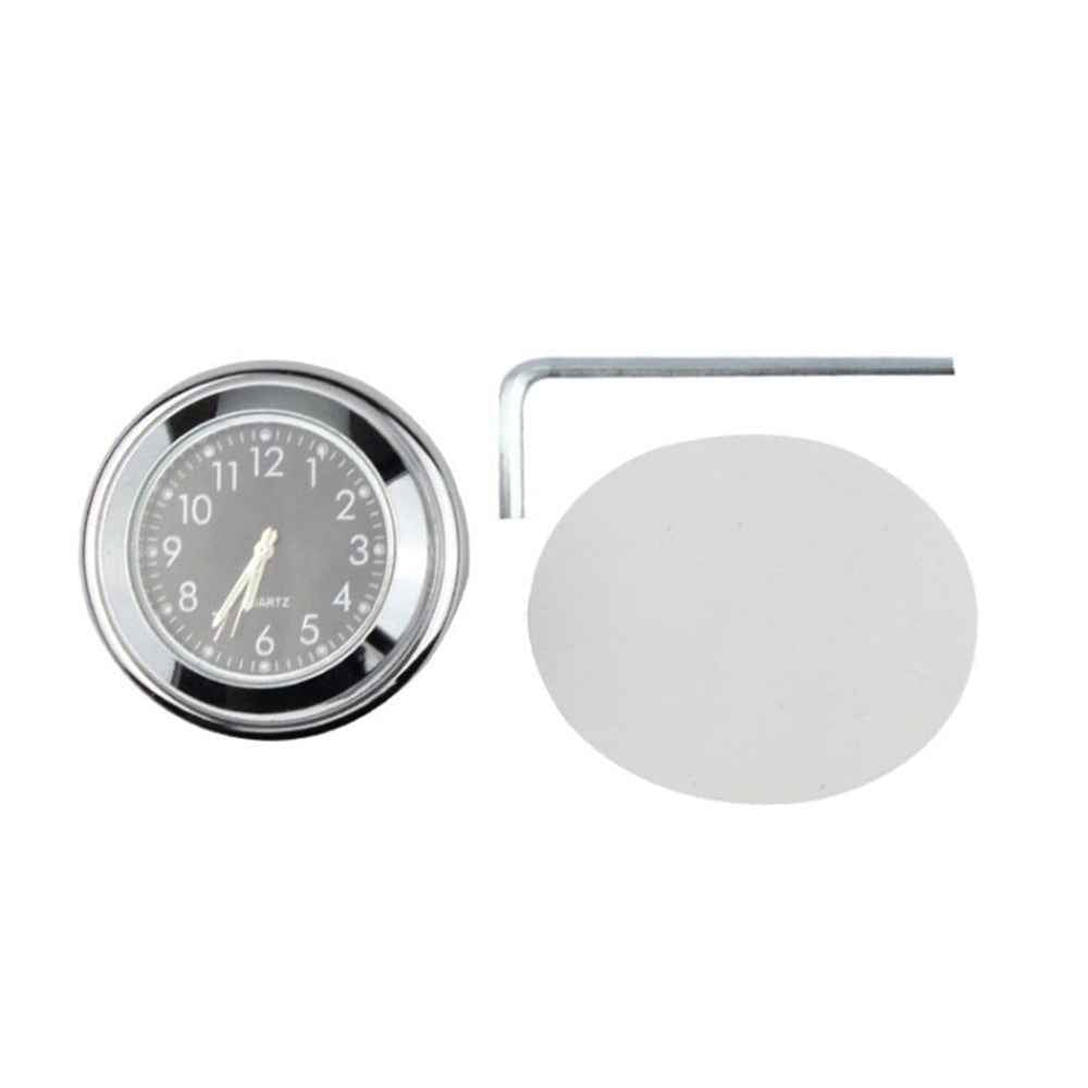 Aluminum Alloy Motorcycle Bike Clock 22-25.4mm Handlebar Luminous Clock / Thermometer - Thermometer / Silver Shell White Dial