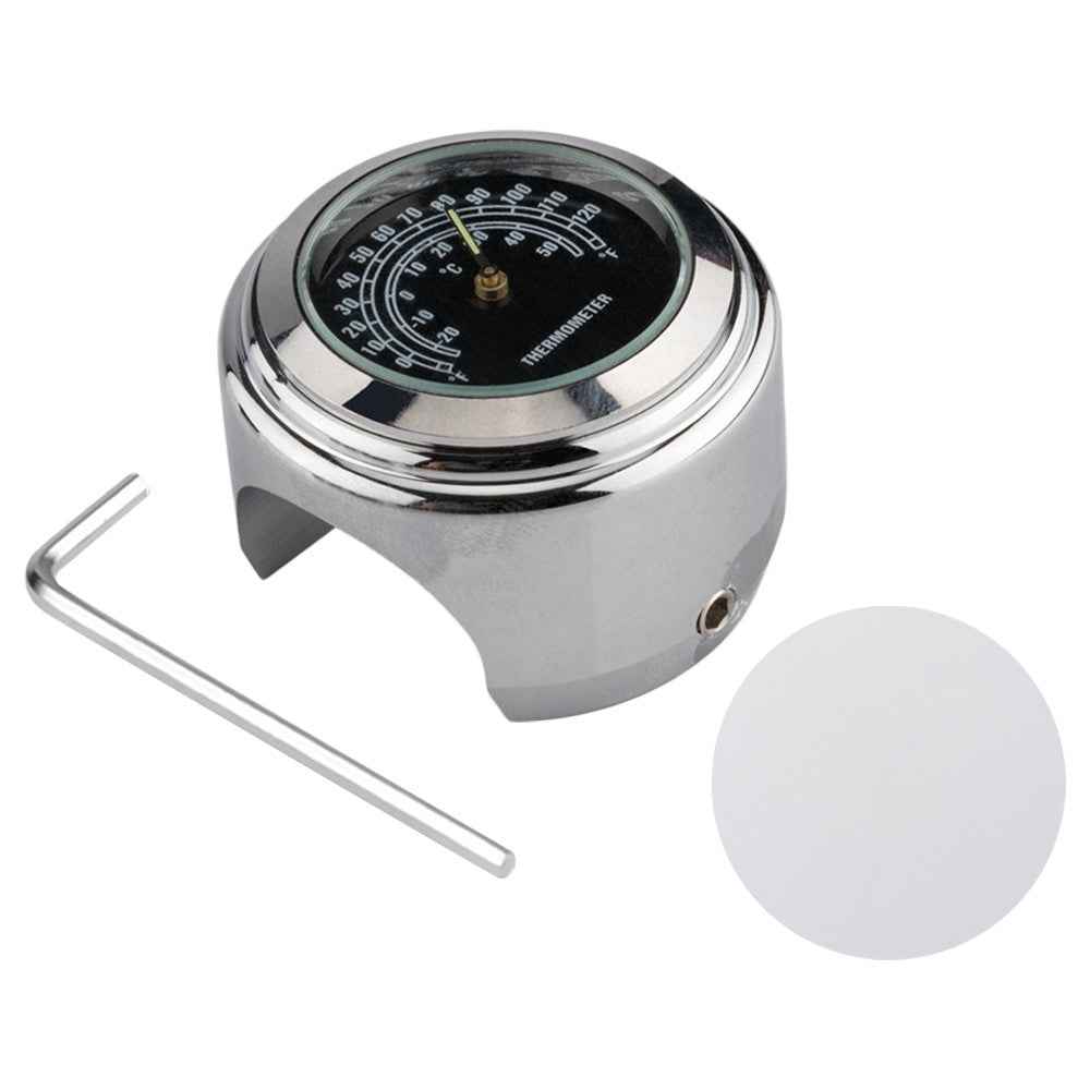 Aluminum Alloy Motorcycle Bike Clock 22-25.4mm Handlebar Luminous Clock / Thermometer - Thermometer / Silver Shell Black Dial