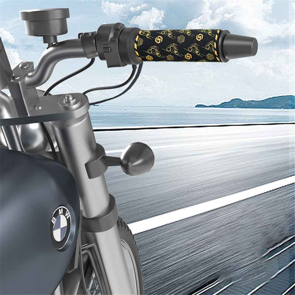 WUPP CSZH-974B2 Pattern Design 12V Motorcycle Heating Pad 5+1 Gear Handlebar Heated Grips with Memory Function, 1.5m ACC Cable