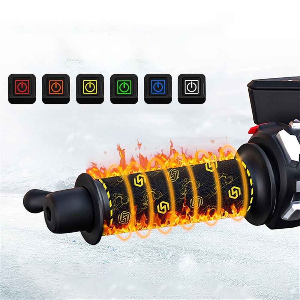 WUPP CSZH-974B2 Pattern Design 12V Motorcycle Heating Pad 5+1 Gear Handlebar Heated Grips with Memory Function, 1.5m ACC Cable