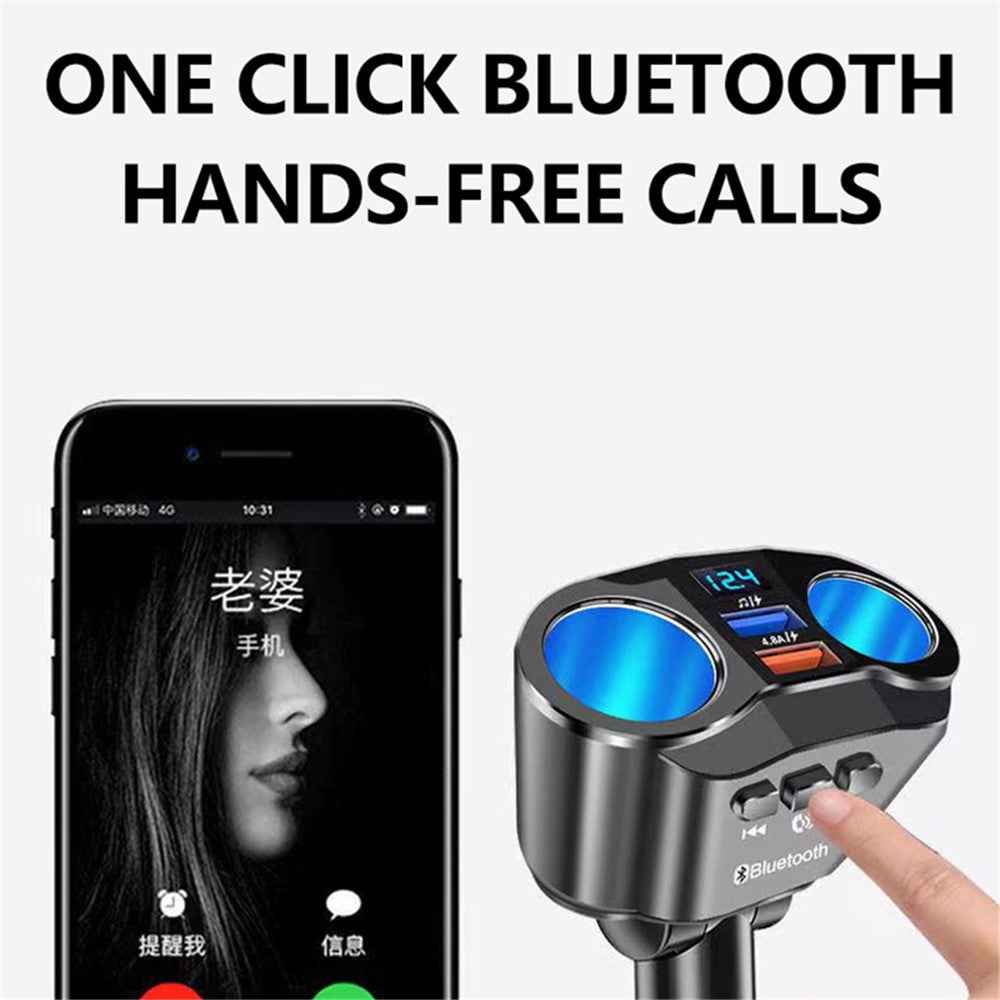 A9 Wireless in-Car Bluetooth-compatible FM Transmitter Rotatable Radio Adapter MP3 Player 4.8A USB Car Charger for 12-24V Car